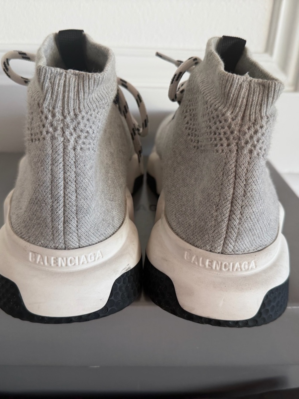 Balenciaga Speed Lace Grey Knit Sock Sneakers, size 38 - Picture 3 of 8